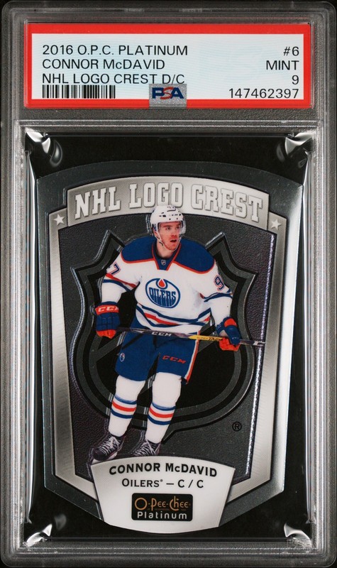 2016 O-Pee-Chee Platinum NHL Logo Crest Die-Cuts #6 Connor Mcdavid  PSA 9