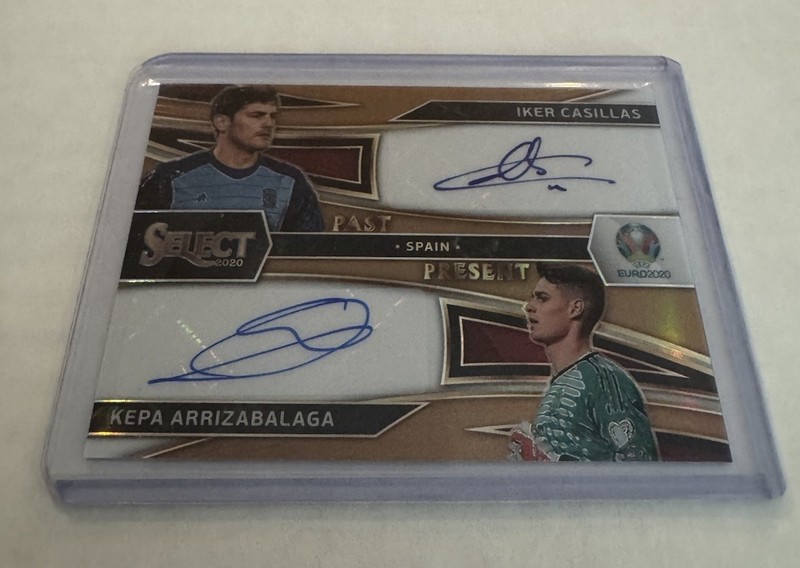 2020 Panini Select UEFA Euro Iker Casillas Kepa Past Present Dual Auto 1/1 Spain view 2