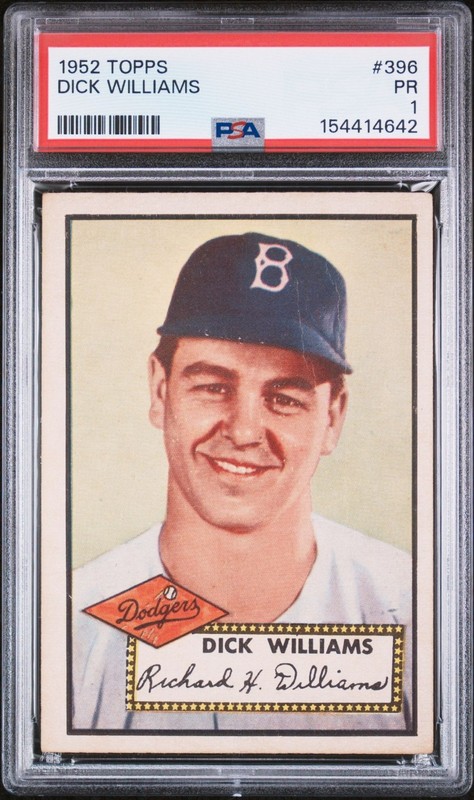1952 Topps #396 Dick Williams PSA 1 PRESENTS NICER
