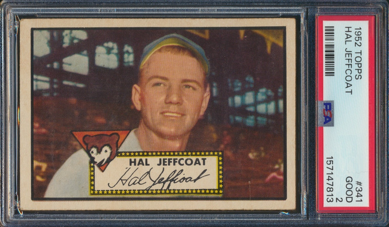 1952 TOPPS BASEBALL #341 HAL JEFFCOAT PSA 2 GOOD HIGH NUMBER