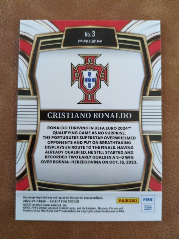 Cristiano Ronaldo Silver Prizm 2023-24 Panini Select FIFA - Equalizers Portugal view 2