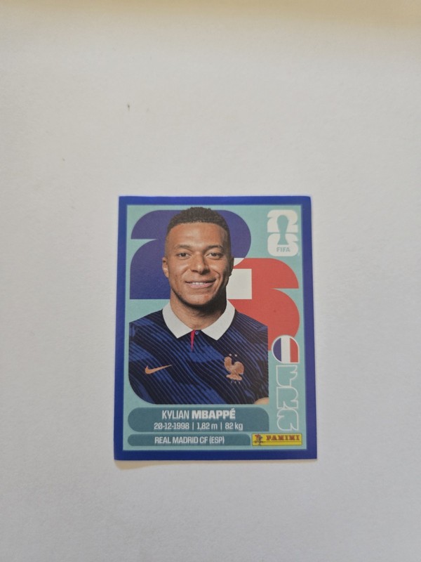 2026 Panini FIFA World Cup Kylian Mbappe France 20 Blue Parallel Sticker