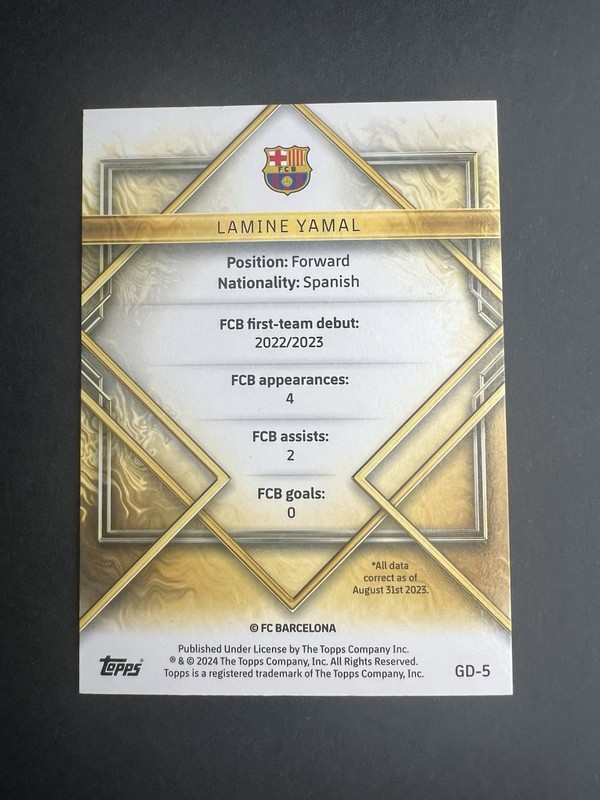 2024 Topps GOLD DRIP #GD-5 LAMINE YAMAL FC Barcelona (RC) view 2