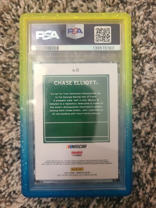 2021 Panini Donruss Racing Downtown Chase Elliott PSA 10 view 2