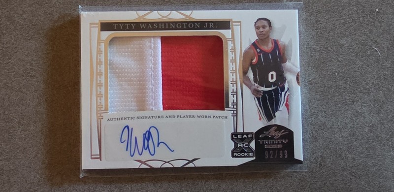 2022-23 Leaf Trinity - Patch Autos TyTy Washington Jr. #PA-TWJ Silver /99 RC MEM