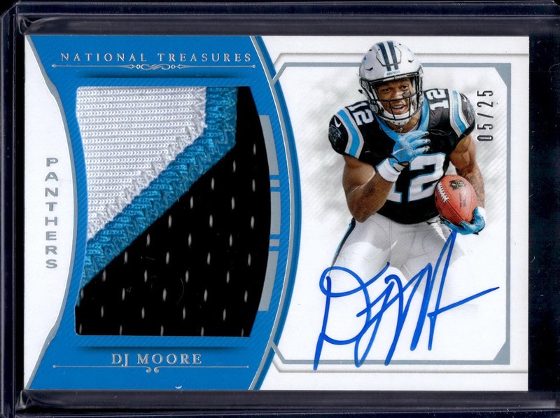 2018 National Treasures DJ Moore RC Patch Auto /25 Carolina Panthers RMS-DM