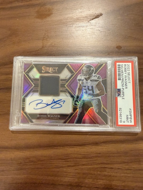 2022 Panini Select Signature Memorabilia Bobby Wagner Purple /49 Graded PSA 9