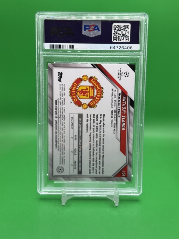 2021-22 Topps Uefa 1st Edition Anthony Elanga #154 Starball Foil PSA 10 view 2