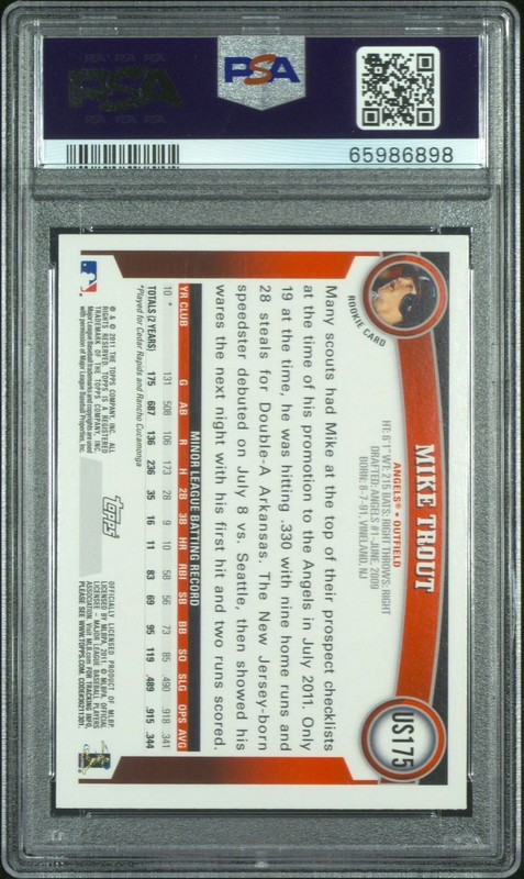 2011 TOPPS UPDATE COGNAC DIAMOND ANNIVERSARY #US175 MIKE TROUT ROOKIE RC PSA 9🔥 view 2