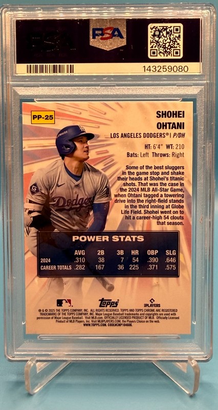 2025 Topps Chrome Shohei Ohtani Power Players #PP25, PSA 10 view 2