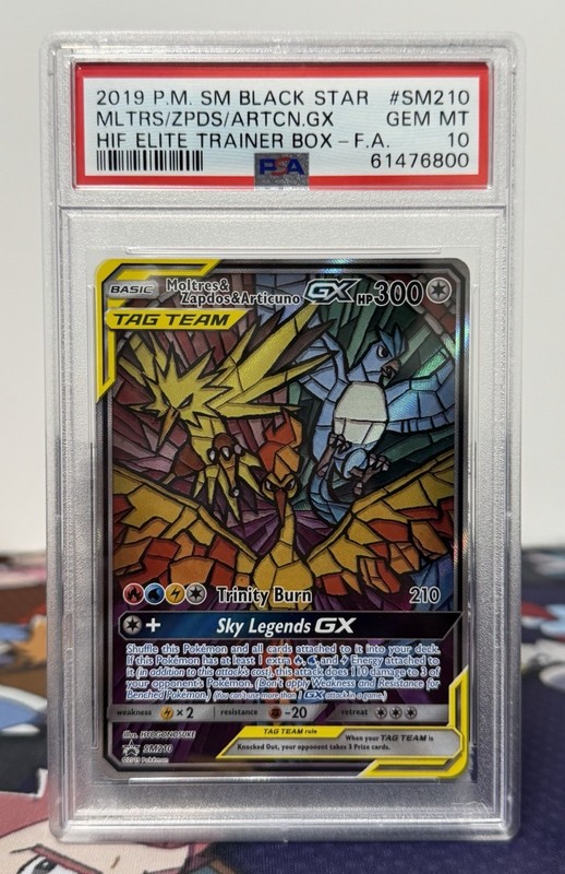 PSA 10 Pokemon Moltres Zapdos Articuno GX TAG TEAM SM Black Star Promo SM210