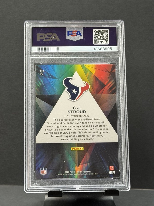 2023 Panini Prizm - CJ Stroud Prismatic Rookie #6 PSA 10 GEM MINT Houston Texans view 2