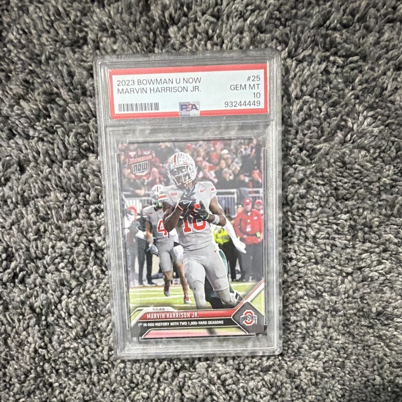 Topps 2023 Bowman U Now Marvin Harrison Jr. #25 Ohio State /1889 PSA 10