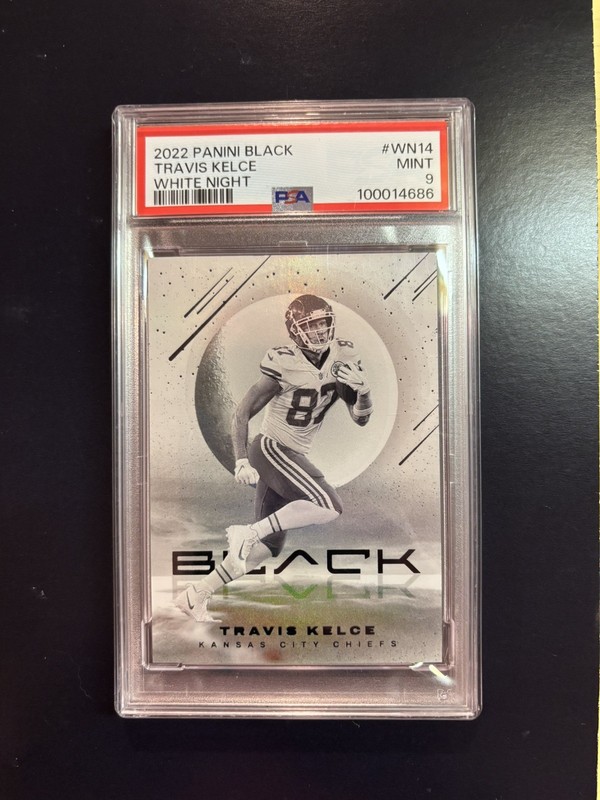 2022 PANINI BLACK WHITE NIGHT #WN14 TRAVIS KELCE PSA MINT 9 SLAB KC CHIEFS HIT