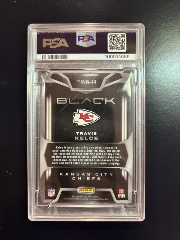 2022 PANINI BLACK WHITE NIGHT #WN14 TRAVIS KELCE PSA MINT 9 SLAB KC CHIEFS HIT view 2