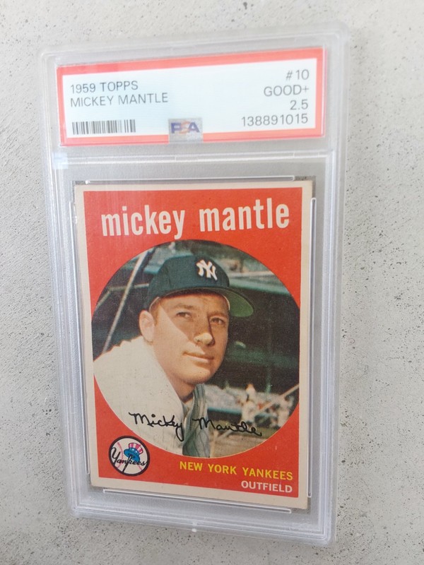 1959 Topps #10 Mickey Mantle Yankees PSA 2.5 GOOD + New York HOF