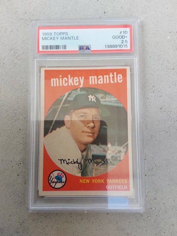 1959 Topps #10 Mickey Mantle Yankees PSA 2.5 GOOD + New York HOF view 2