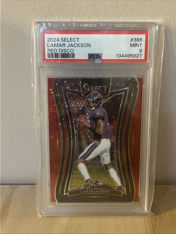 2024 Select Red Disco Lamar Jackson /49 PSA 9