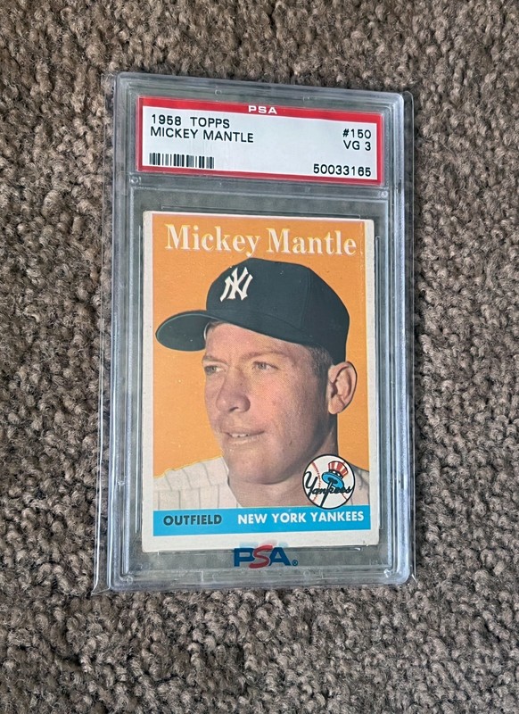 1958 Topps Mickey Mantle #150 PSA 3 New York Yankees HOF. view 1