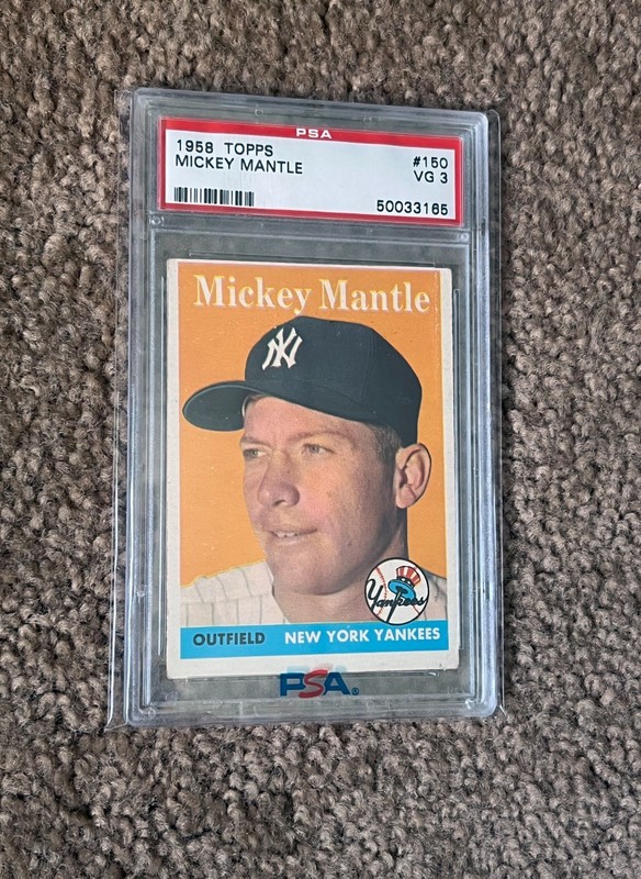 1958 Topps Mickey Mantle #150 PSA 3 New York Yankees HOF. view 2