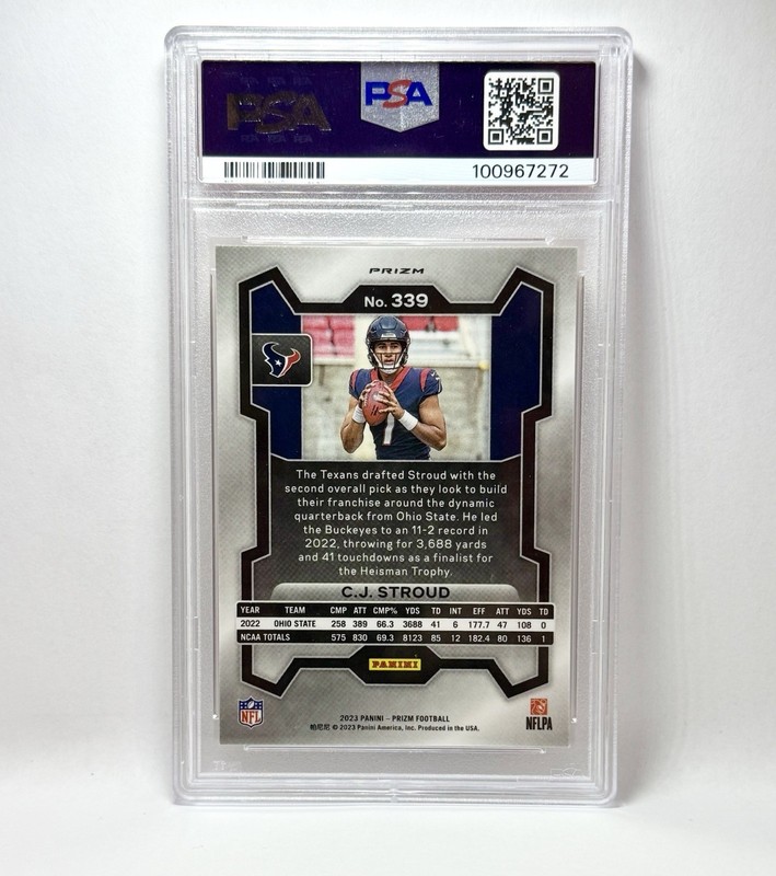 CJ STROUD 2023 PANINI PRIZM ORANGE ICE #339 PSA 9 C.J. Stroud C.J Stroud view 2