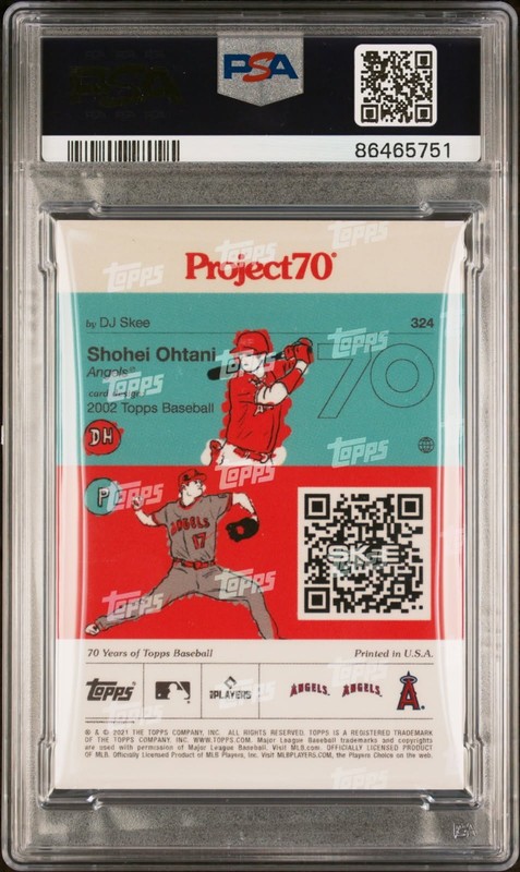 2021 Topps Project 70 Online Exclusive /7966 Shohei Ohtani by DJ Skee #324 PSA 8 view 2