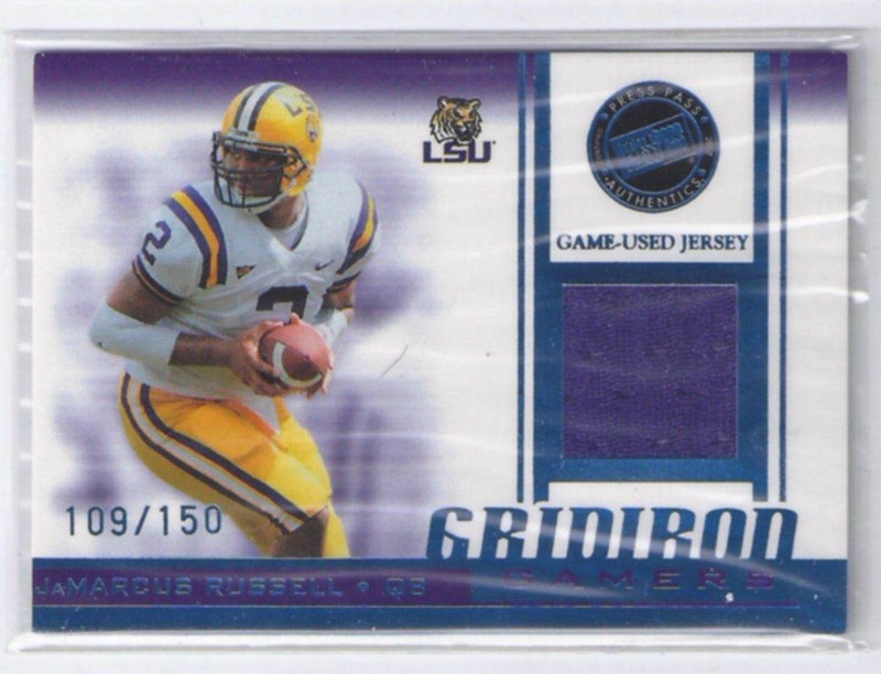 2007 Press Pass JaMarcus Russell Gridiron Gamers GU Game Used Jersey Card