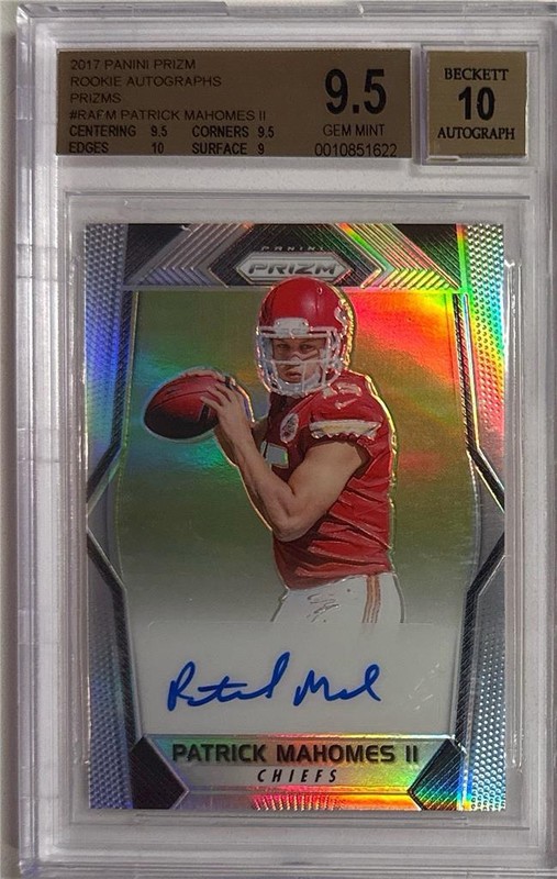 2017 Patrick Mahomes Panini Prizm Auto Silver Prizms RC... BGS 9.5 Gem Mint w/10
