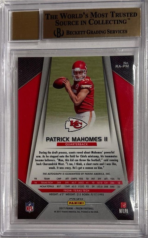 2017 Patrick Mahomes Panini Prizm Auto Silver Prizms RC... BGS 9.5 Gem Mint w/10 view 2