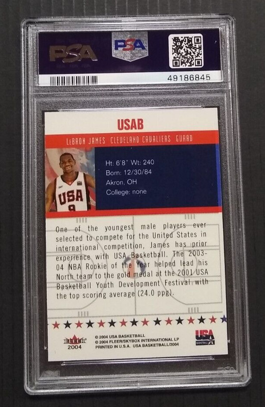 2004 Skybox LeBron James USA Basketball PSA 8 #NM-MT view 2