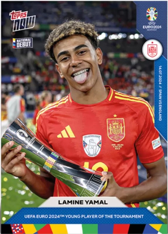 2024 Lamine Yamal TOPPS NOW EURO #062 62 Young Player of The Tournament