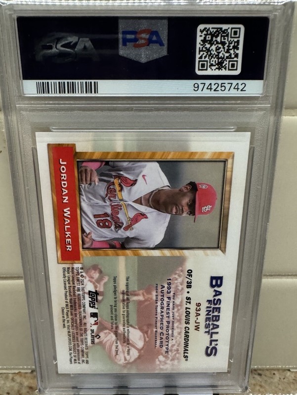 2024 Topps Finest Baseball's Finest Black  /10 Jordan Walker  Auto PSA 10 view 2