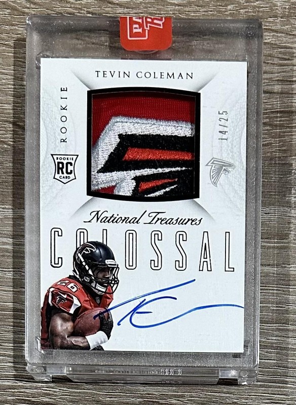 2015 Panini National Treasures Tevin Coleman Falcons Logo Patch AUTO #/25