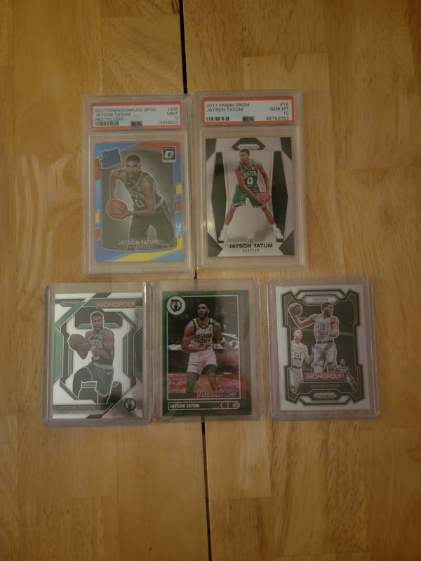 2017-2018 Jason Tatum Panini Prizm Rookie PSA 10 also 4 other cards.  view 2