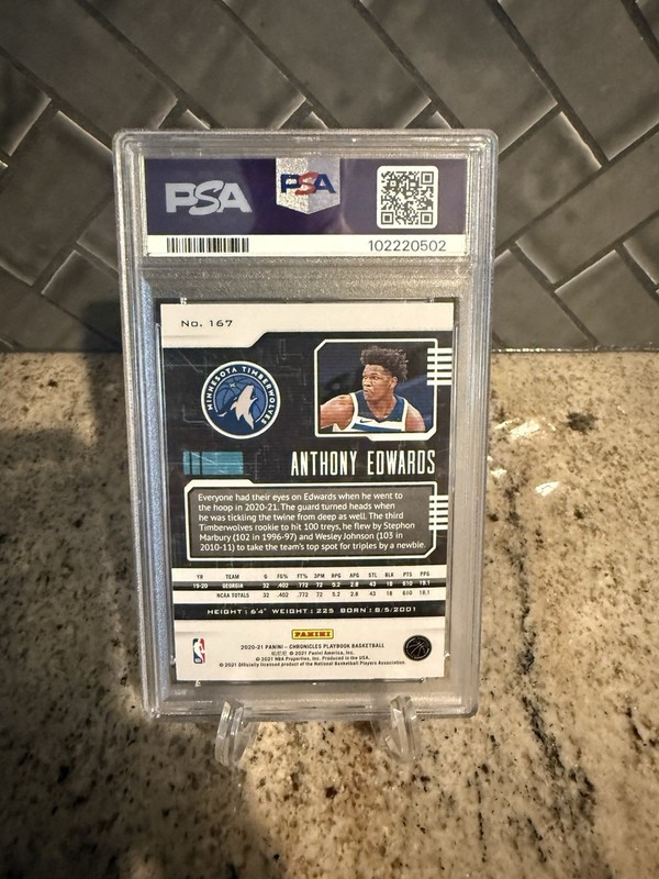 2020 Chronicles Anthony Edwards Green Ice 167- PSA 10 view 2
