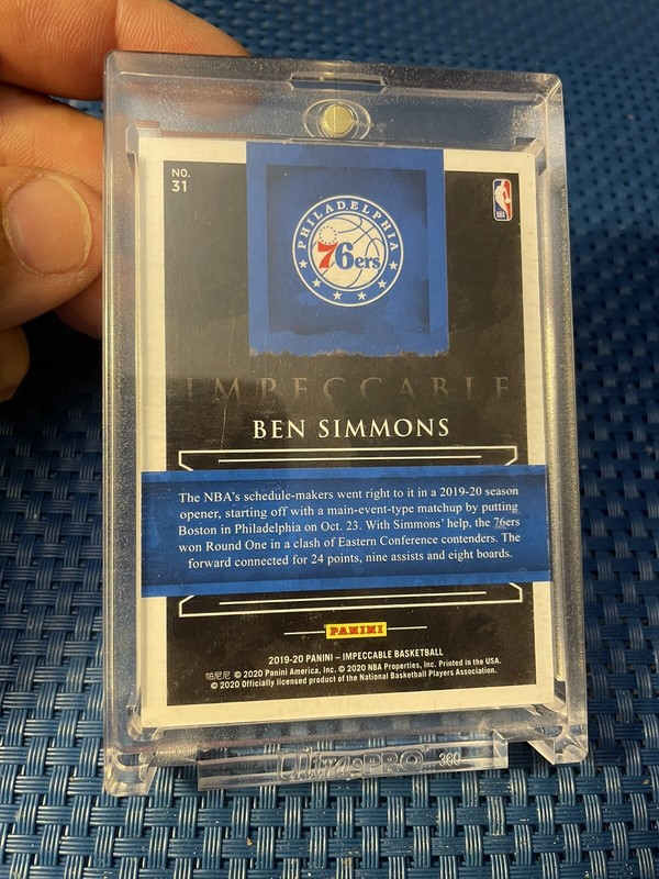 Ben Simmons 2019-20 Impeccable Logoman 1 Troy Ounce Silver Jersey #10/25 view 2