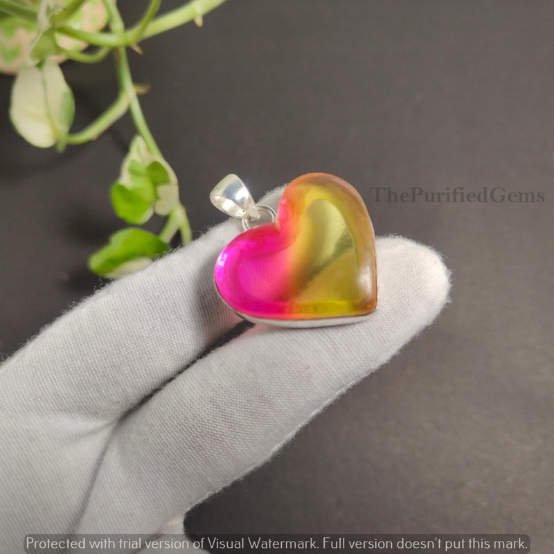 Heart Tourmaline Quartz 925 Sterling Silver Plated Pendant Jewelry ~Gift Her