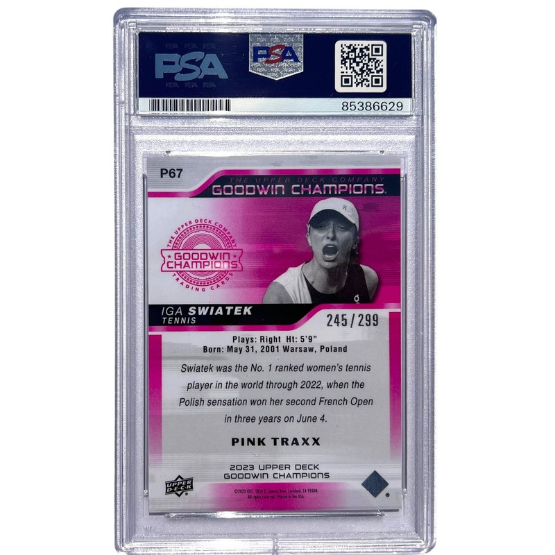 IGA SWIATEK SIGNED 2023 UPPER DECK GOODWIN CHAMPIONS /299 ROOKIE CARD AUTO PSA view 2