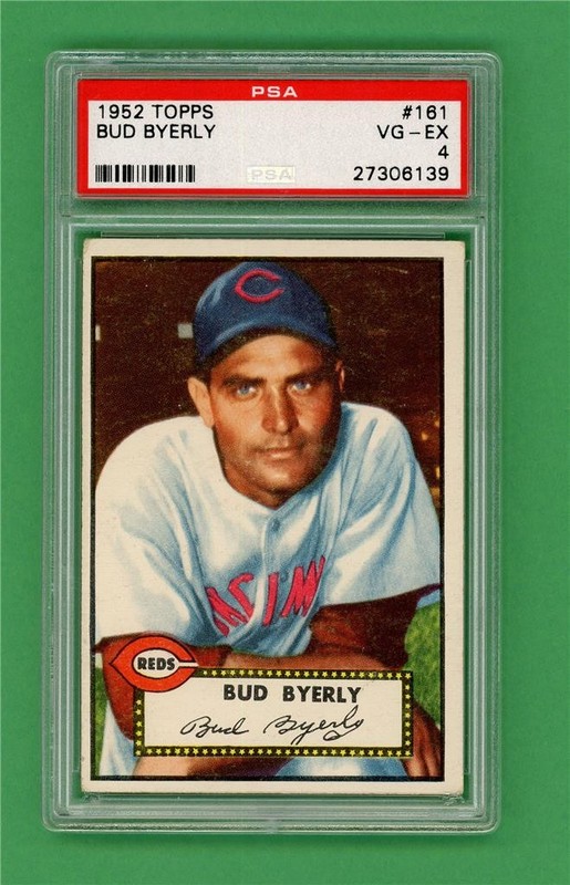 1952 Topps #161 Bud Byerly * PSA VG-EX 4 * Cincinnati Reds vintage baseball card