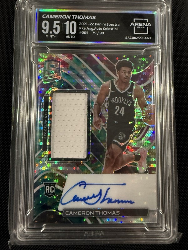 2021-22 Panini Spectra NBA Cameron Thomas RC /99 Patch/Auto #205 Brooklyn Nets
