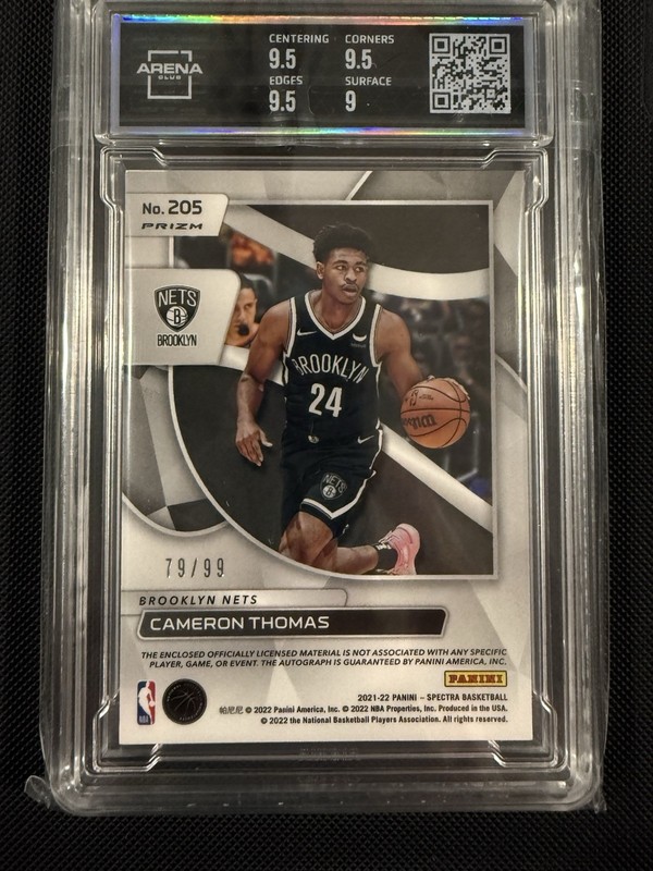 2021-22 Panini Spectra NBA Cameron Thomas RC /99 Patch/Auto #205 Brooklyn Nets view 2
