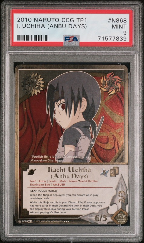 2010 Naruto Bandai CCG Tournament Pack 2 #N868 Itachi Uchiha 1st Edition PSA 9