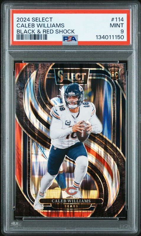 Caleb Williams RC 2024 Select #114 Black & Red Shock PSA 9 Bears Rookie view 1
