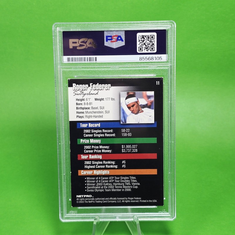 Roger Federer ROOKIE Autographed Signed on Card - PSA Tennis Card view 2