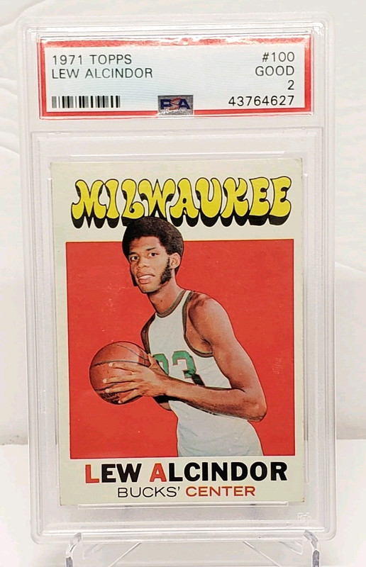 1971 Topps - Kareem Abdul-Jabbar #100 Lew Alcindor on Card PSA 2
