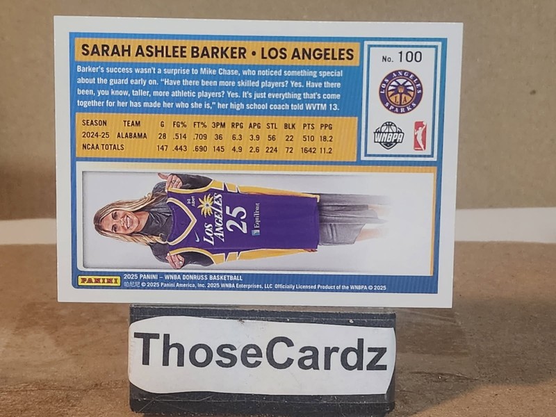 2025 Donruss WNBA Rated Rookie #100 Sarah Ashlee Barker view 2