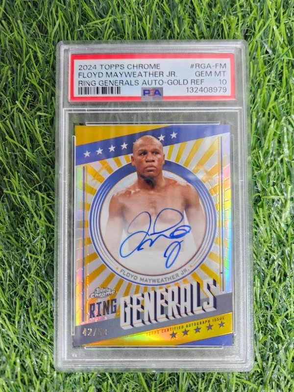 2024 Topps Chrome Boxing Floyd Mayweather Jr. On Card Auto Gold /50 PSA 10 Pop 3