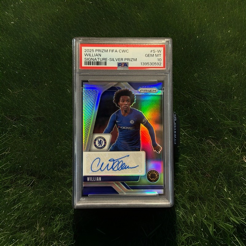 2025 Prizm FIFA Club World Cup Chelsea Willian Signature Auto Silver /99 PSA 10