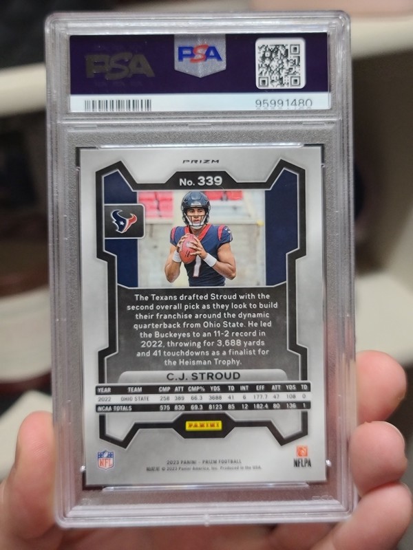 2023 Panini Prizm Rookies C.J. Stroud #339 Lazer Prizm (RC) PSA Graded GEM MT 10 view 2