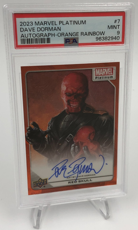 DAVE DORMAN AUTO card 2023 MARVEL PLATINUM RARE/35 RED SKULL Signed grade PSA 9